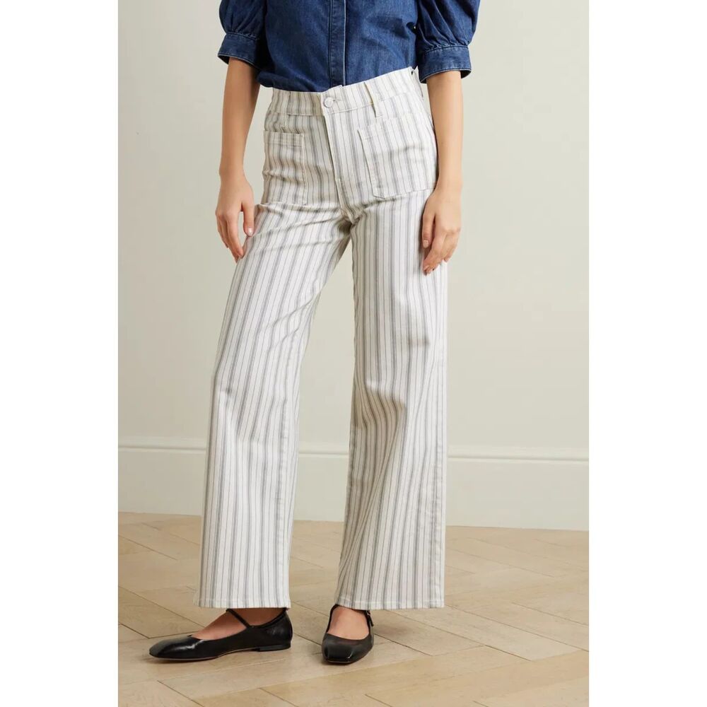 FRAME Le Slim Stripe Palazzo High Waist Wide Leg Jeans NWT Size 27